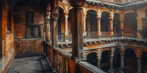 Mystical Kathmandu: Cinematic Composition of Ancient Newari Architecture generative ai photo