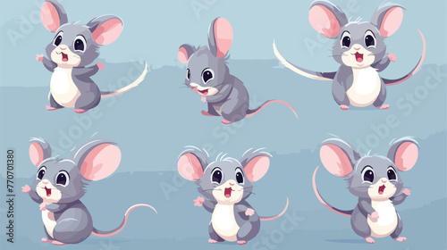 Little Mouse Character with Long Tail and Big Ears