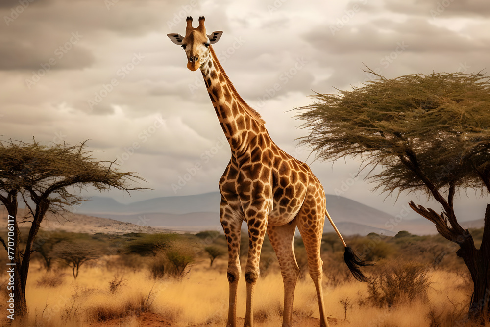Obraz premium Graceful Giraffe in African Savannah