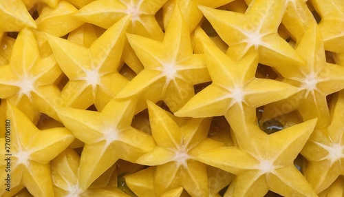 Star fruit or carambola Sliced ​​ripe star mimosa or star apple on white background is native to Southeast Asia