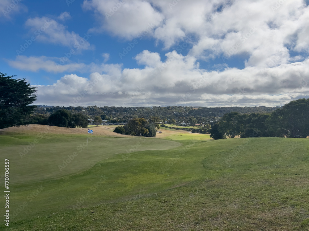 Golf course with a rich green turf beautiful scenery. Golf course with a rich green turf beautiful scenery.