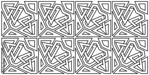 Geometric shape, Islamic seamless pattern, detailed motif inspired by Moroccan mosaics and arabesque art, a modern and unique Islamic ornament, triangle background, Ethnic style, geometric scrollwork