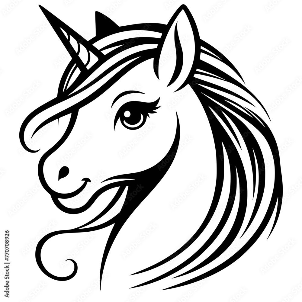 Unicorn Head, Unicorn Svg, Unicorn Clipart, Unicorn Silhouette, Unicorn Cut File, Unicorn Printable, Unicorn vector