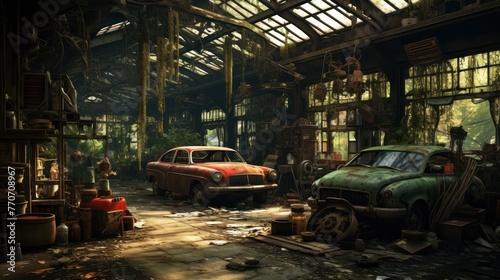 Abandoned old vehicle repair station. © crazyass