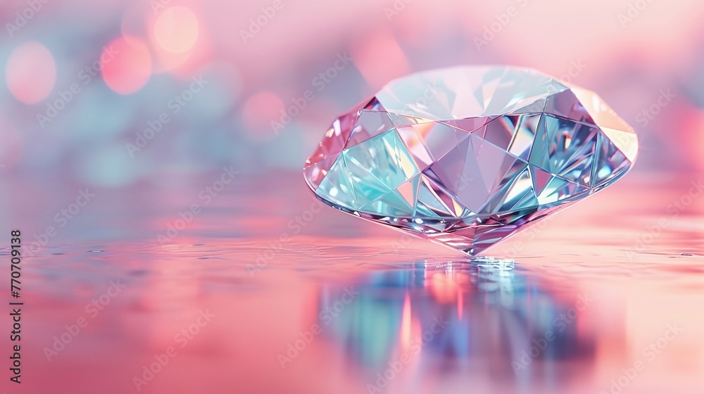 3D diamond icon on a soft pastel background, symbolizing luxury and value 3D diamond icon on a soft pastel background, symbolizing luxury and value