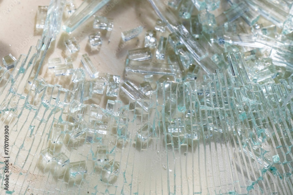 Closeup shot of details on transparent shattered glass Closeup shot of details on transparent shattered glass