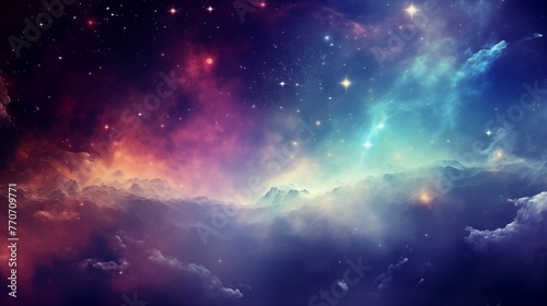 Nebula and galaxies in space. Abstract cosmos space background