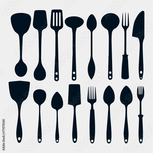 spatula silhouette collection, spatula icons