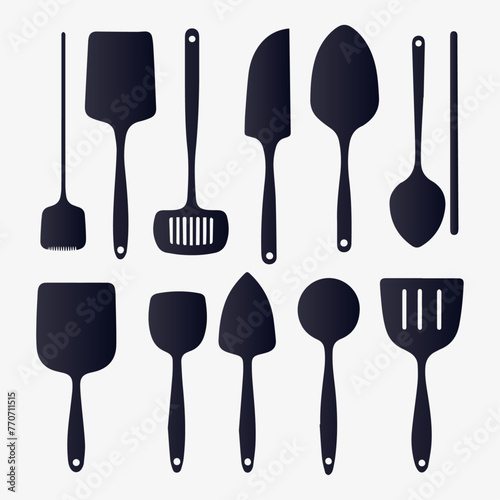 spatula silhouette collection, spatula icons