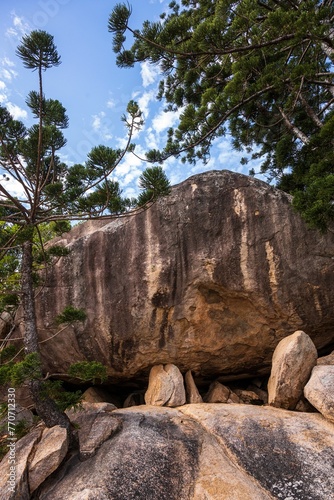 Rocks in Arcadia on Magnetic Island in Townsville, Australia surrounded by trees