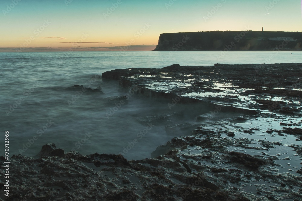 Tranquil scene of a body of water, White cliff bay, Isle of Wight - obrazy, fototapety, plakaty 