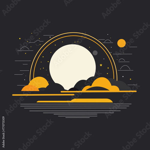 solar eclipse icon on black background.
