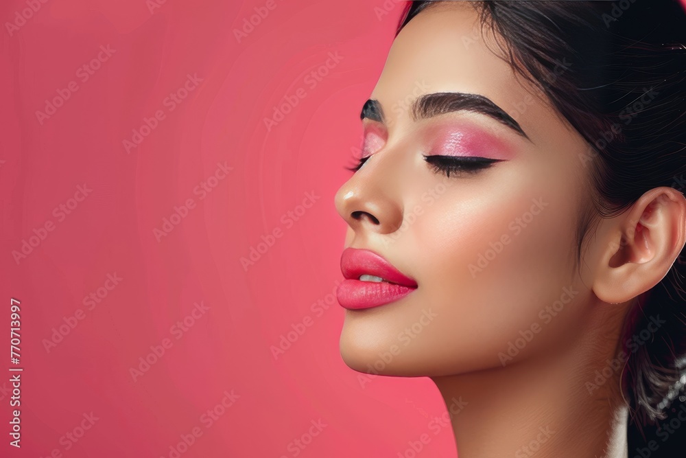 Cosmetic Brilliance: Realistic Indian Woman in Makeup Styling Ad generative ai Cosmetic Brilliance: Realistic Indian Woman in Makeup Styling Ad generative ai