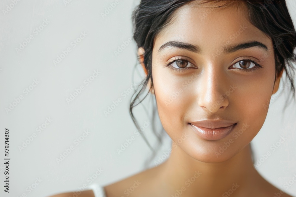 Captivating Glow: Indian Woman in Makeup Styling Ad generative ai Captivating Glow: Indian Woman in Makeup Styling Ad generative ai