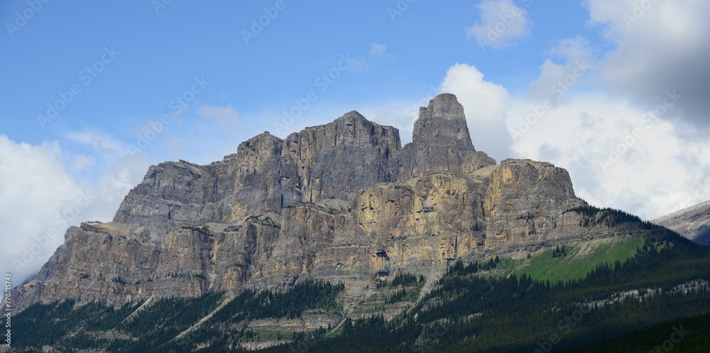 Scenic view of Castle Mountain in Banff National Park. Alberta, Canada.