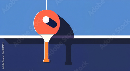 Vector illustration depicting a ping pong poster template featuring a table and rackets for ping-pong photo
