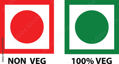 vegetarian sign, Veg logo, Veg symbol, Green color veg sign, Non vegetarian sign, Nonveg logo, NonVeg symbol,