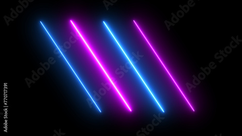 Futuristic retro style neon glowing stripes moving bg for disco nightclub. Modern concert award show backdrop for illuminated cyberspace vibes.Vibrant radiation spectrum trendy illustration.