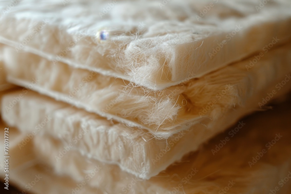 Mineral wool batts, showcasing their fibrous texture and density Mineral wool batts, showcasing their fibrous texture and density