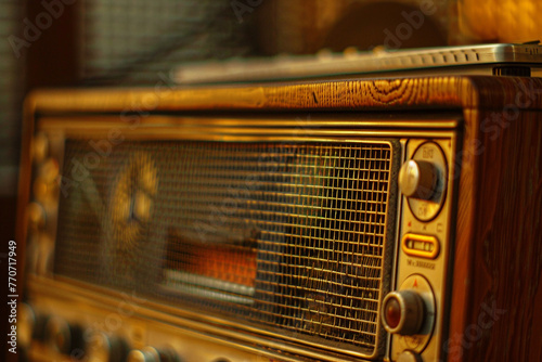 vintage retro radio closed up Tune channel