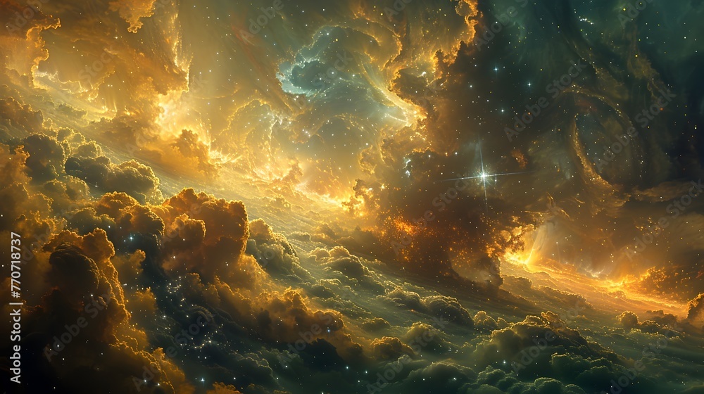 Fototapeta premium Gothic Art Illumination: Embark on a Quest for Entrepreneurial Greatness in the Celestial Realm