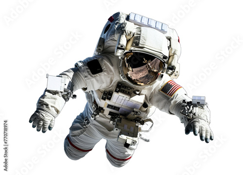 Astronaut in spacesuit floating in outer space png on transparent background