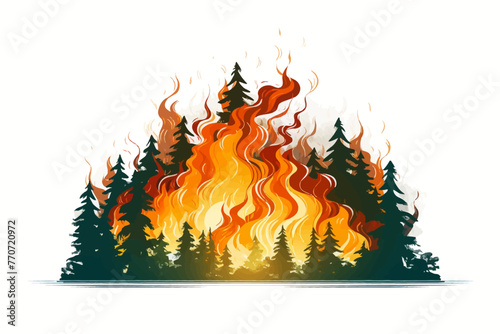 Vector of a forest in burning flames