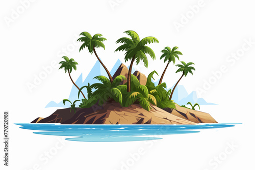 Vector of an island with green palm trees