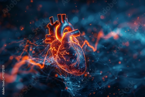 3D Illustration Human Heart Diagram