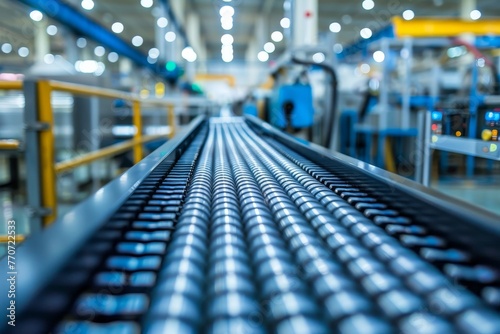 Industrial conveyor belt in a factory setting