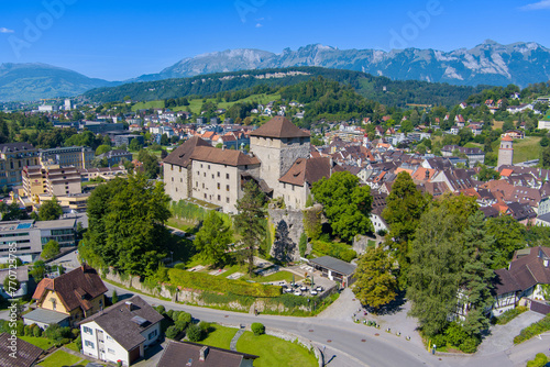 City of Feldkirch with Schattenberg Castle, State of Vorarlberg, Austria, Drone Photography photo