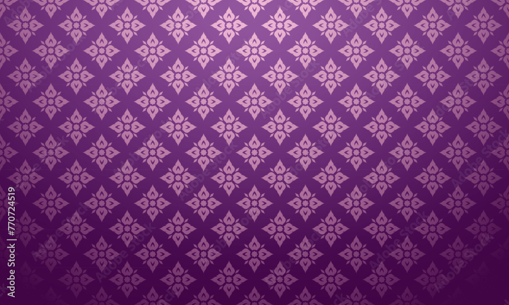 Luxury Thai pattern purple background vector illustration. Lai Thai element pattern. Dark purple theme - obrazy, fototapety, plakaty 