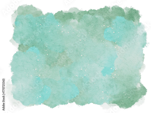 Abstract watercolor hand painting on textured paper with a blend of green and teal hues, evoking a sense of calm and creativity.