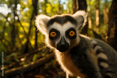 Curious Lemur in Madagascar Forest