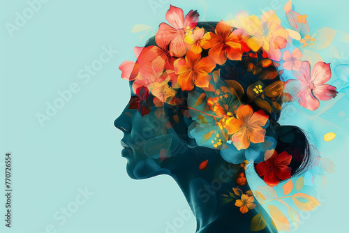 A woman's head is covered in flowers © Sara-ART