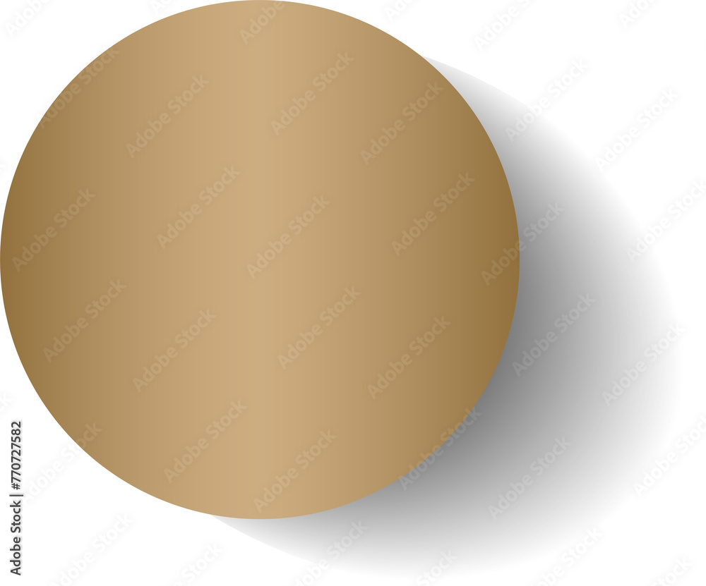 Gold paper circle and shadow. Element for design