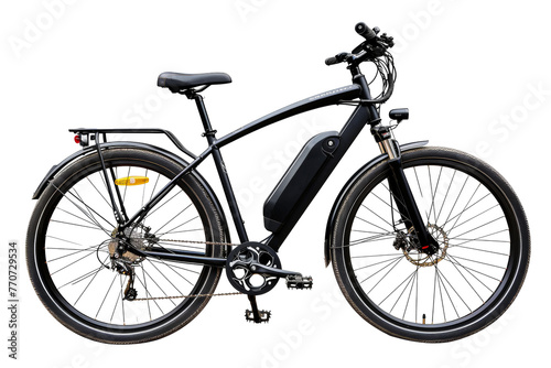 Black electric bicycle with modern design png on transparent background
