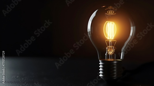 Idea light bulb concept. Glowing light bulb in the dark. 3d rendering.
