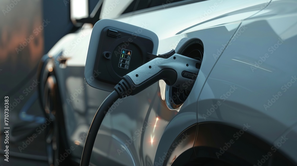 electric car charging at a charge station electric car charging at a charge station