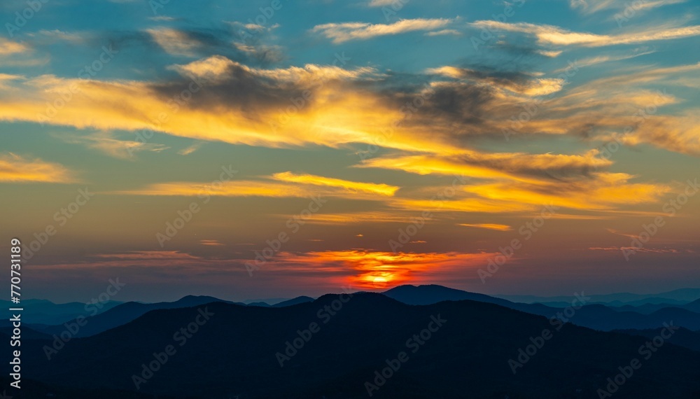 Stunning sunset landscape featuring Bell Mountain in Hiawassee, GA