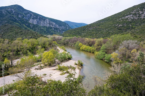 View of the Nestos river in Macedonia, Greece in Spring