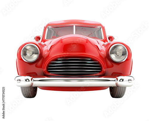 3d cartoon red car on white background front view
