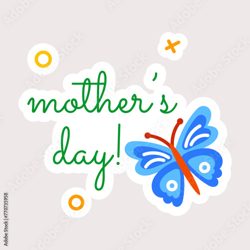 Easy to edit flat sticker of mothers day 