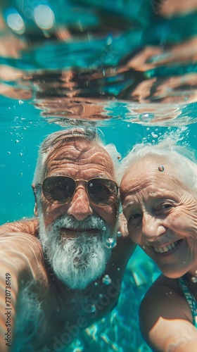 Senior Couple Smiling Underwater in Swimming Pool © kilimanjaro 