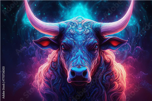 Cosmic neon bull. AI