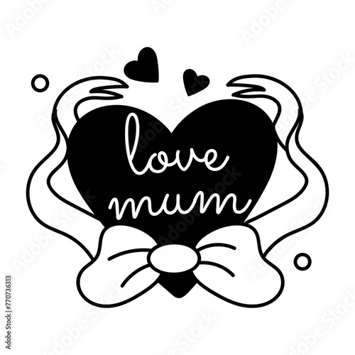 Trendy glyph sticker of love mum 