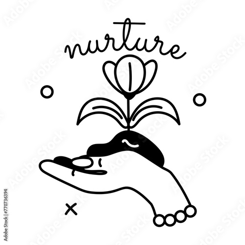 Check out glyph sticker of nurture word 
