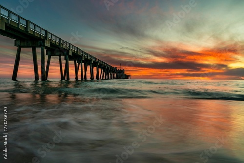 Wallpaper Mural Wooden pier extending into the horizon at dusk in Panama Beach, Florida Torontodigital.ca