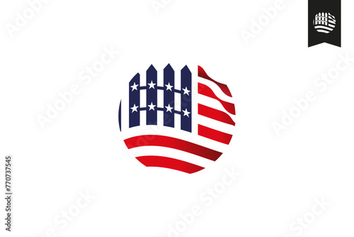 Obraz na płótnie american fencing flag logo w salonie