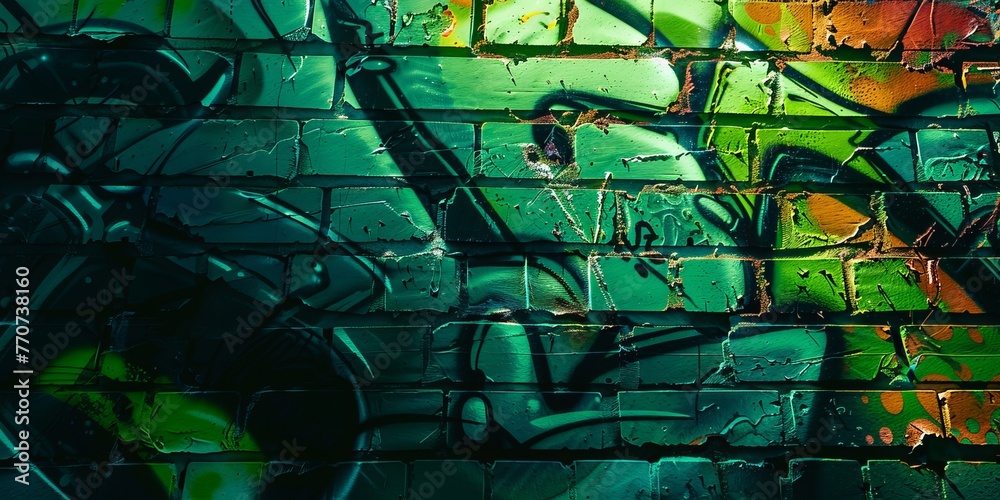 Naklejka premium Abstract background, urban, graffiti, neon green background 